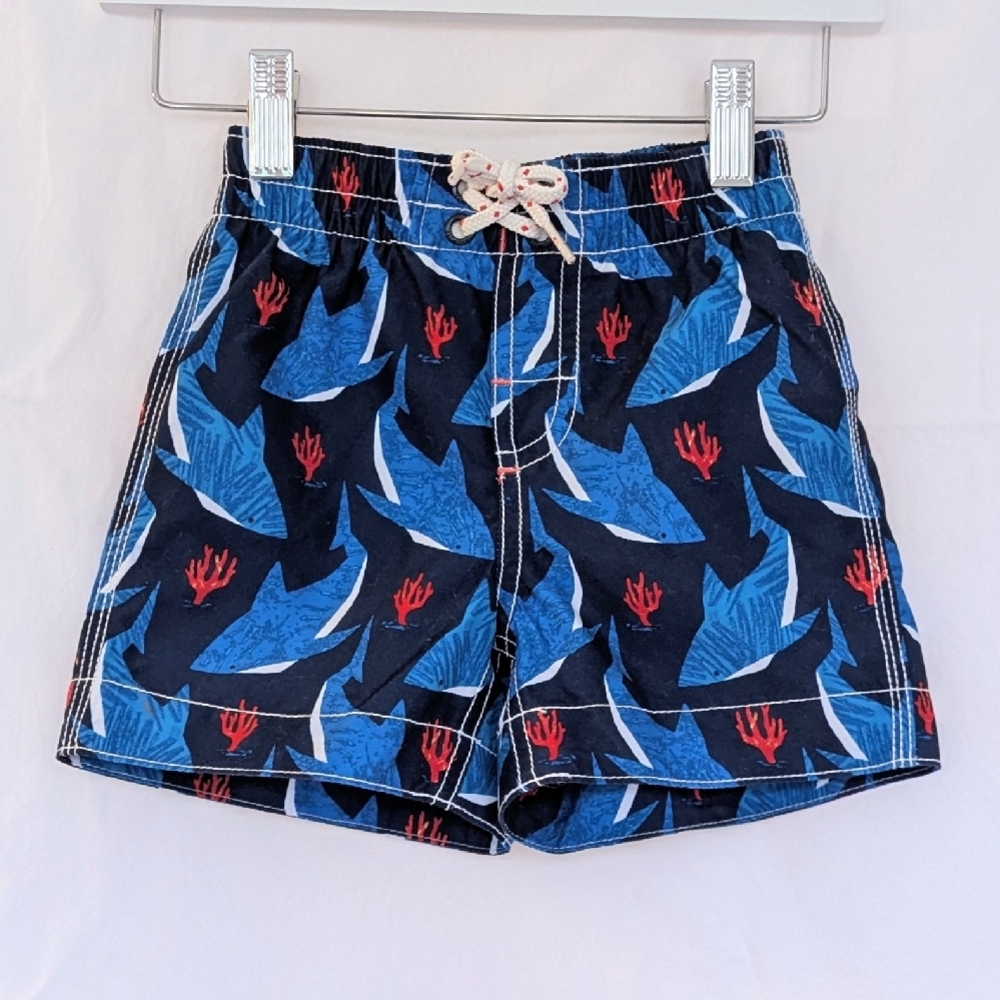 💥2/$20!! Baby GAP | Swim Trunks in Pangaea Blue Shark Print | 12-18M